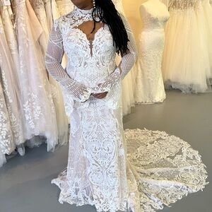 Fit and Flare bridal gown with removable jacket Madison James Style MJ907